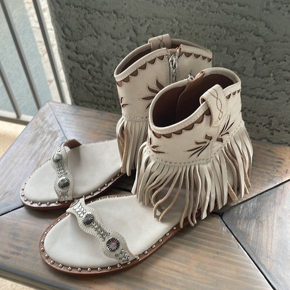 Free People X ASH Dakota Fringed White Sandals - Picture 5 of 7